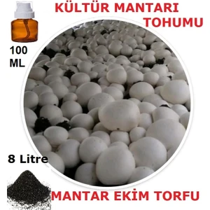 Tarımsal ve Hayvansal Ürünler 100 ml Sıvı Kültür Mantarı Tohumu ve 8 Litre Mantar Ekim Torfu