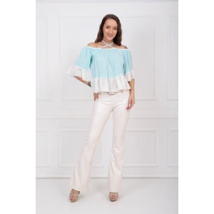 Ispanyol Paça Kemerli Örme Kumaş Pantolon PNT32439