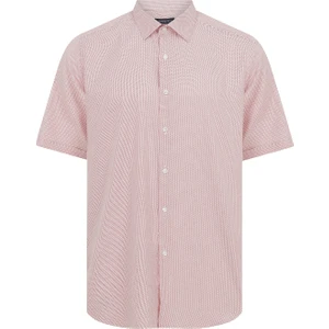 Erkek Kısa Kol Kırmızı Armürlü Klasik Gömlek