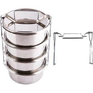 Doğuş Mutfak Sefer Tası 4 Lü Paslanmaz Çelik Tek Kişilik 12X6 cm 3 Lü Kullanım Aparatı Hediye