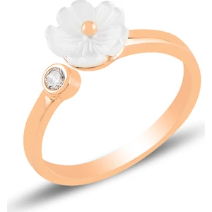 Barış Takı 925 Ayar Gümüş Rose Sedefli Manolya Çiçeği Yüzük