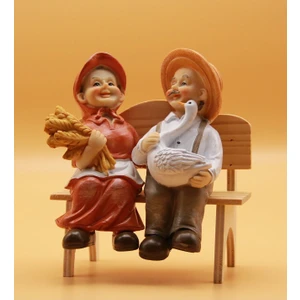 Hediye Biziz Dede Nine Dekoratif Biblo Ahşap Banklı