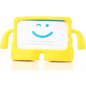 Caseart Samsung Tab A7 T500 Renkli Tutacaklı Stantlı Silikon Çocuk Tablet Kılıfı - Sarı
