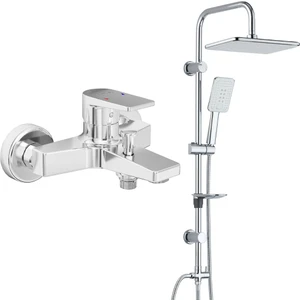 Eca Dalia Banyo Bataryası+T-May Banyo Çınar Dikdörtgen Tepe Duş Takımı Seti Paslanmaz Krom