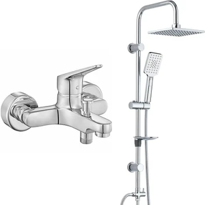 Eca Spylos Banyo Bataryası+T-May Banyo Belen Kare Tepe Duş Takımı Seti Paslanmaz Krom