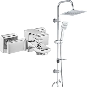 Eca Tiera Banyo Bataryası+T-May Banyo Çam Kare Tepe Duş Takımı Seti Paslanmaz Krom