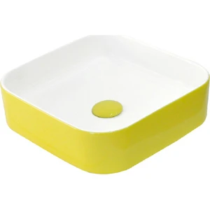 Güral Vit Nova Mobilya Üstü Lavabo Dış Sarı Iç Beyaz 42X42