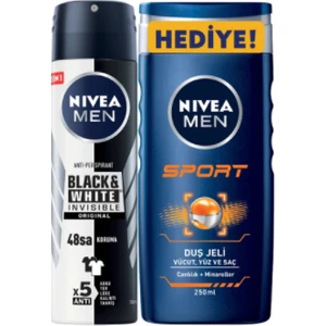 Men Black & White Invisible Fresh Erkek Deodorant Sprey 150 ml + Sport Duş Jeli 250 ml