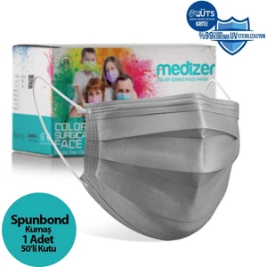 Full Ultrasonik Cerrahi Ağız Maskesi 3 Katlı Spunbond Kumaş 50 Adet  Burun Telli  Gri