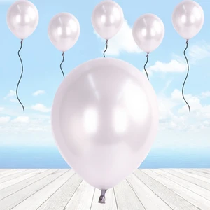 Süsle Bebek ve Parti Metalik Parlak Balon, 10 Adet - Beyaz