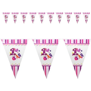 Süsle Bebek ve Parti 1 Yaş Bayrak Flama, 2,10 mt, Pembe