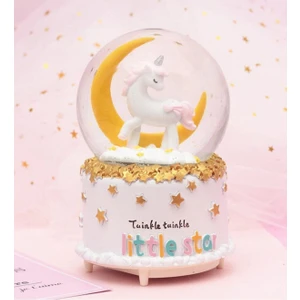 Fbz Home Twinkle Twinkle Unicorn Ay Kar Küresi Işıklı Müzikli Büyük Boy Cam Küre