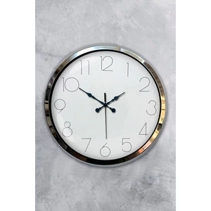 Platin Saat 40 cm Krom Metal Modern Duvar Saati