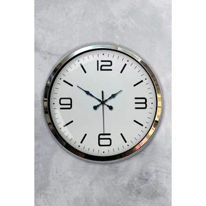 Platin Saat 40 cm Krom Metal Klasik Duvar Saati