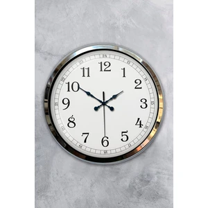 Platin Saat 40 cm Krom Metal Klasik Duvar Saati