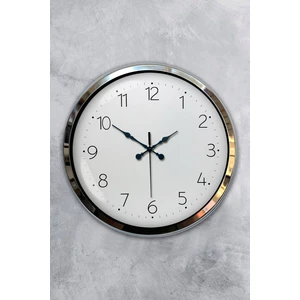 Platin Saat 40 cm Krom Metal Klasik Duvar Saati