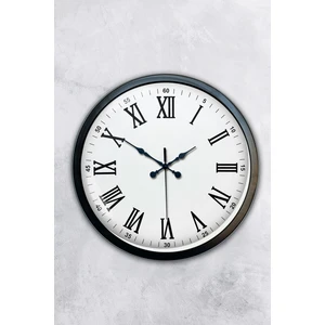 Platin Saat 40 cm Siyah Metal Romen Sayılı Duvar Saati