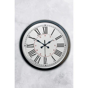 Platin Saat 40 cm Siyah Metal Roma Klasik Duvar Saati