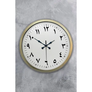 Platin Saat 40 cm Eskitme Metal Arapça Duvar Saati