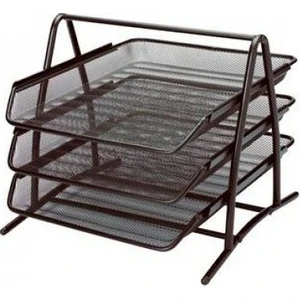 3 Katlı Metal Evrak Rafı Siyah