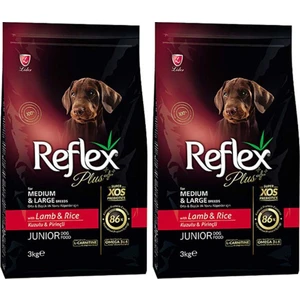 Plus Orta Büyük Irk Kuzulu Pirinçli Yavru Köpek Maması 3 kg 2 Adet