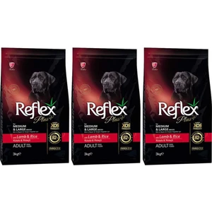 Plus Orta Büyük Irk Kuzulu Pirinçli Yetişkin Köpek Maması 3 kg 3 Adet