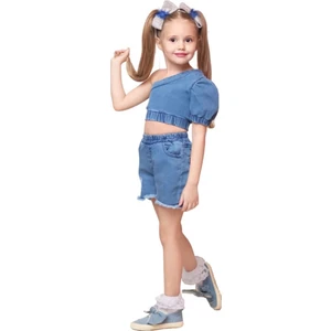 Quzucuk Kids Kız Çocuk Asimetrik Bluzlu Kot Takım