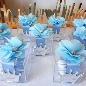 Hayaller Dükkanı 20 Adet Pleksi Isimlikli Şeffaf Kutu Erkek Bebek Şekeri