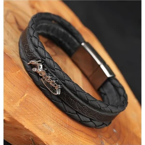 Kemal Atatürk Imzalı Erkek Siyah Deri Bileklik