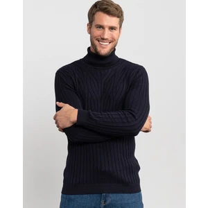 Balıkçı Yaka Desenli Lacivert Erkek Kazak