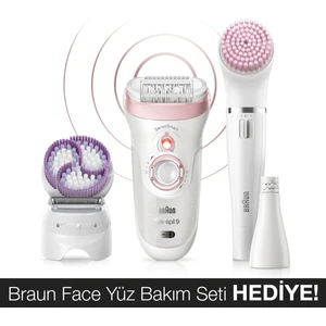 Silk-épil 9 9975 Güzellik Seti SensoSmart Kablosuz Islak-Kuru Kullanım 8 Ek Parçalı Epilatör