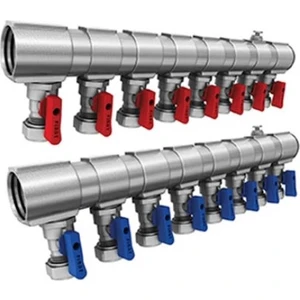 1" Mini Küresel Vanalı Kollektör (Kırmızı-Mavi) 1 Takım