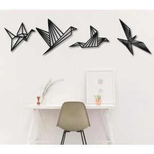 Origami Kuşları 4 Lü Dekoratif Duvar Kuşları Duvar Tablosu Duvar Kuşu