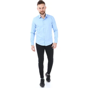 Ymz Moda Düz Yaka Slimfit Gömlek - Açık Mavi