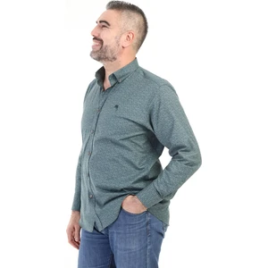 Ymz Moda  Kuş Desenli  Klasik Gömlek  - Yeşil