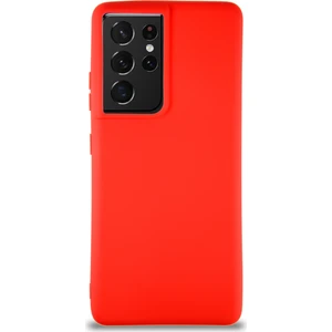 Case World Samsung Galaxy S21 Ultra Kılıf Soft Premier Renkli Silikon Kapak - Kırmızı