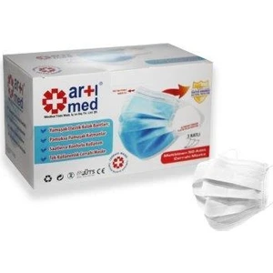 Maske 3 Katlı 50 Li Beyaz Geniş Bantlı Meltblown