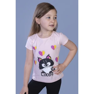 Kız Çocuk Likee Kedi Baskılı T-Shirt