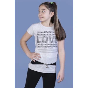 Kız Çocuk T-Shirt Love Varak Baskı K.Melanj 14 Yaş K-130