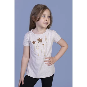 Kız Çocuk Yıldız Nakışlı T-Shirt