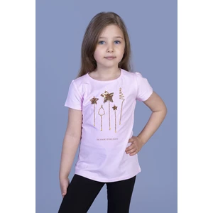 Kız Çocuk Yıldız Nakışlı T-Shirt