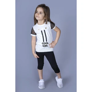 Kız Çocuk File Detaylı Taytlı Takım