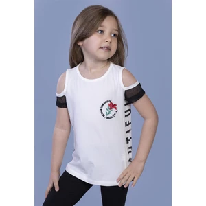 Kız Çocuk Göğsü Nakışlı T-shirt