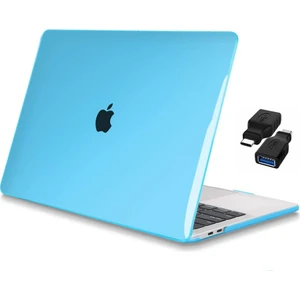 Apple 13" Macbook Pro A1706 A1708 A1989 A2159 A2338 M1 Kristal Mavi Kılıf Koruyucu + USB Çevirici