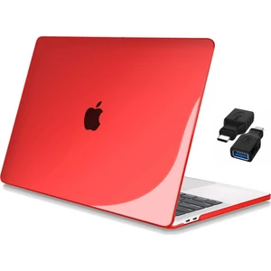 Apple 13" Macbook Pro A1706 A1708 A1989 A2159 A2338 M1 Kristal Kırmızı Koruyucu + USB Çevirici