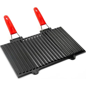 Demir Döküm 40X25 cm Çift Silikon Saplı Dikdörtgen Mangal Izgarası