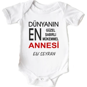 Kişiye Özel Dünyanın En Güzel Annesi Baskılı Bebek Body Zıbın