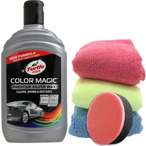 Turtle Wax Renkli Cila Gri 500 ml + 3 Adet Mikrofiber Bez + Cila Süngeri