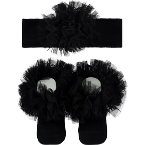 Mini Damla Minidamla Çorap ve Bandana Set 0-3 Ay Siyah