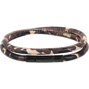 Erkek Çelik Kapama Kamuflaj Baskılı Dolama Deri Bileklik